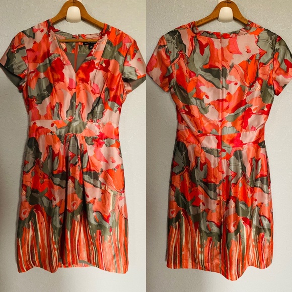 Banana Republic Dresses & Skirts - Banana Republic, 100% silk orange and gray dress.